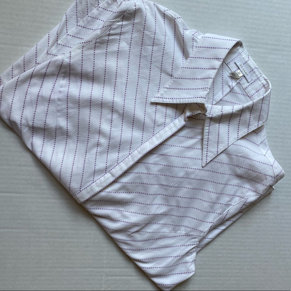 Vintage Escada White T-shirt Top with Purple Strip